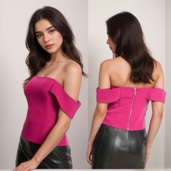 Express NWT magenta off shoulder crop top ❤️ - Picture 1 of 6